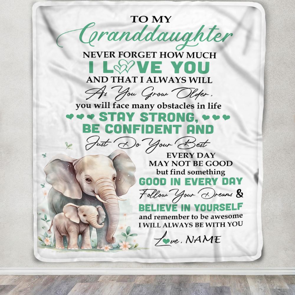 Personalized To My Granddaughter I Love You Forever Blanket From Grandma Grandpa Elephant Granddaughter Birthday Gifts Graduation Christmas Fleece Blanket | siriusteestore