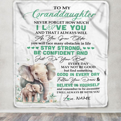 Personalized To My Granddaughter I Love You Forever Blanket From Grandma Grandpa Elephant Granddaughter Birthday Gifts Graduation Christmas Fleece Blanket | siriusteestore
