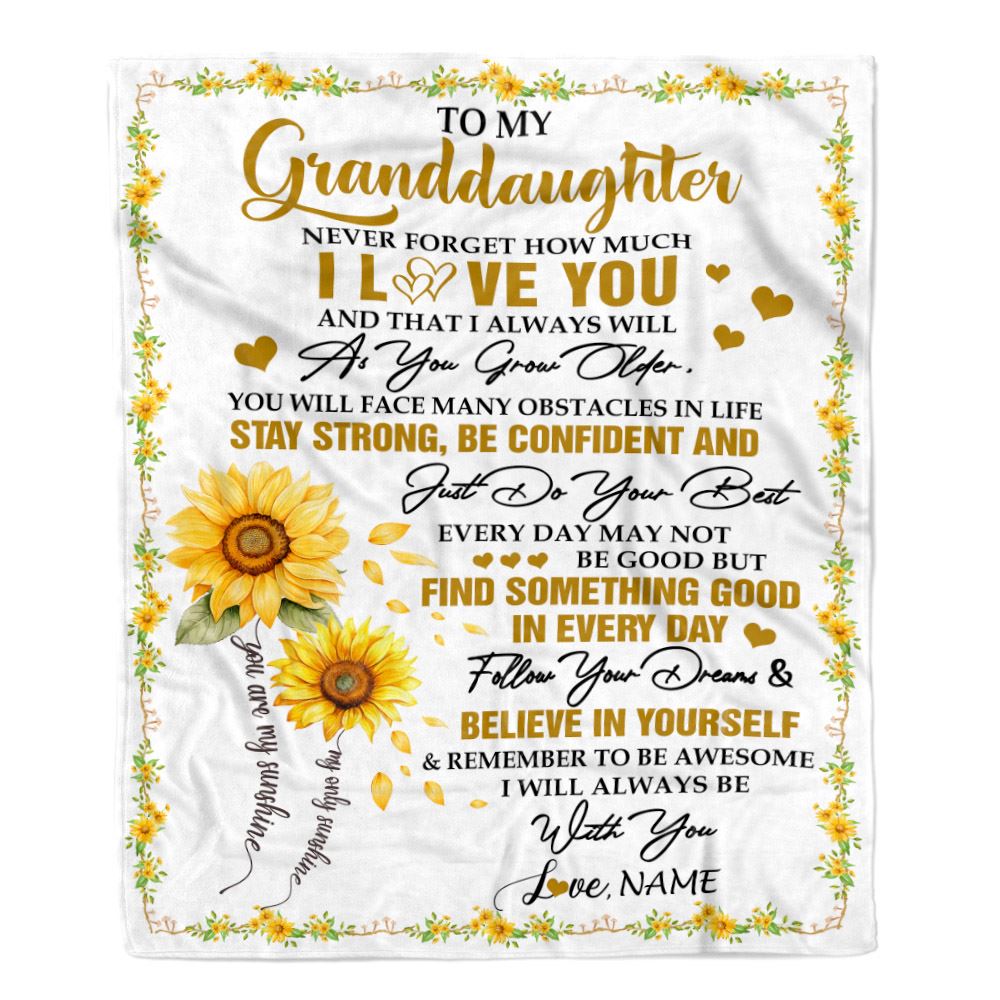 Personalized To My Granddaughter I Love You Forever Blanket From Grandma Grandpa Sunflower Granddaughter Birthday Gifts Graduation Christmas Fleece Blanket | siriusteestore