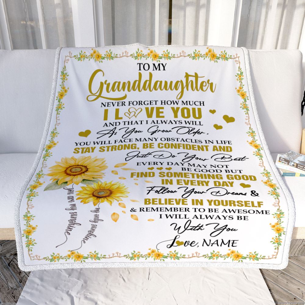 Personalized To My Granddaughter I Love You Forever Blanket From Grandma Grandpa Sunflower Granddaughter Birthday Gifts Graduation Christmas Fleece Blanket | siriusteestore