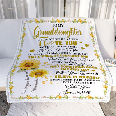 Personalized To My Granddaughter I Love You Forever Blanket From Grandma Grandpa Sunflower Granddaughter Birthday Gifts Graduation Christmas Fleece Blanket | siriusteestore