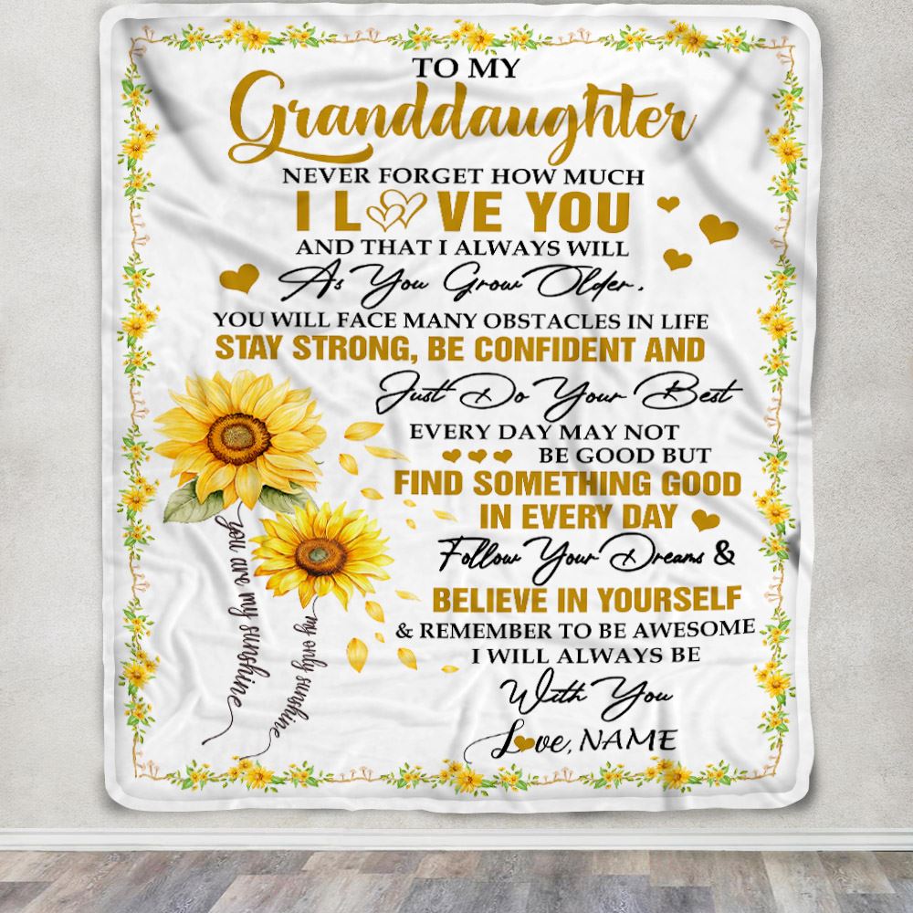 Personalized To My Granddaughter I Love You Forever Blanket From Grandma Grandpa Sunflower Granddaughter Birthday Gifts Graduation Christmas Fleece Blanket | siriusteestore