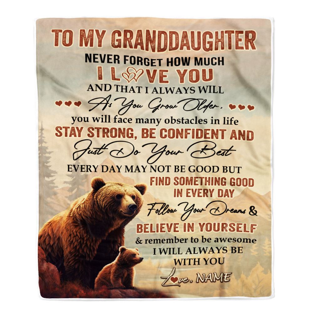 Personalized To My Granddaughter I Love You Forever Blanket From Grandma Nana Bear Granddaughter Birthday Gifts Graduation Christmas Fleece Blanket | siriusteestore