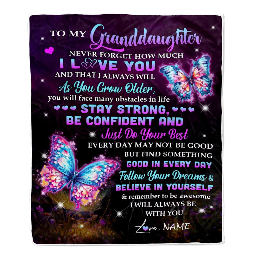 Personalized To My Granddaughter I Love You Forever Blanket From Grandma Nana Butterfly Granddaughter Birthday Gifts Graduation Christmas Fleece Blanket | siriusteestore