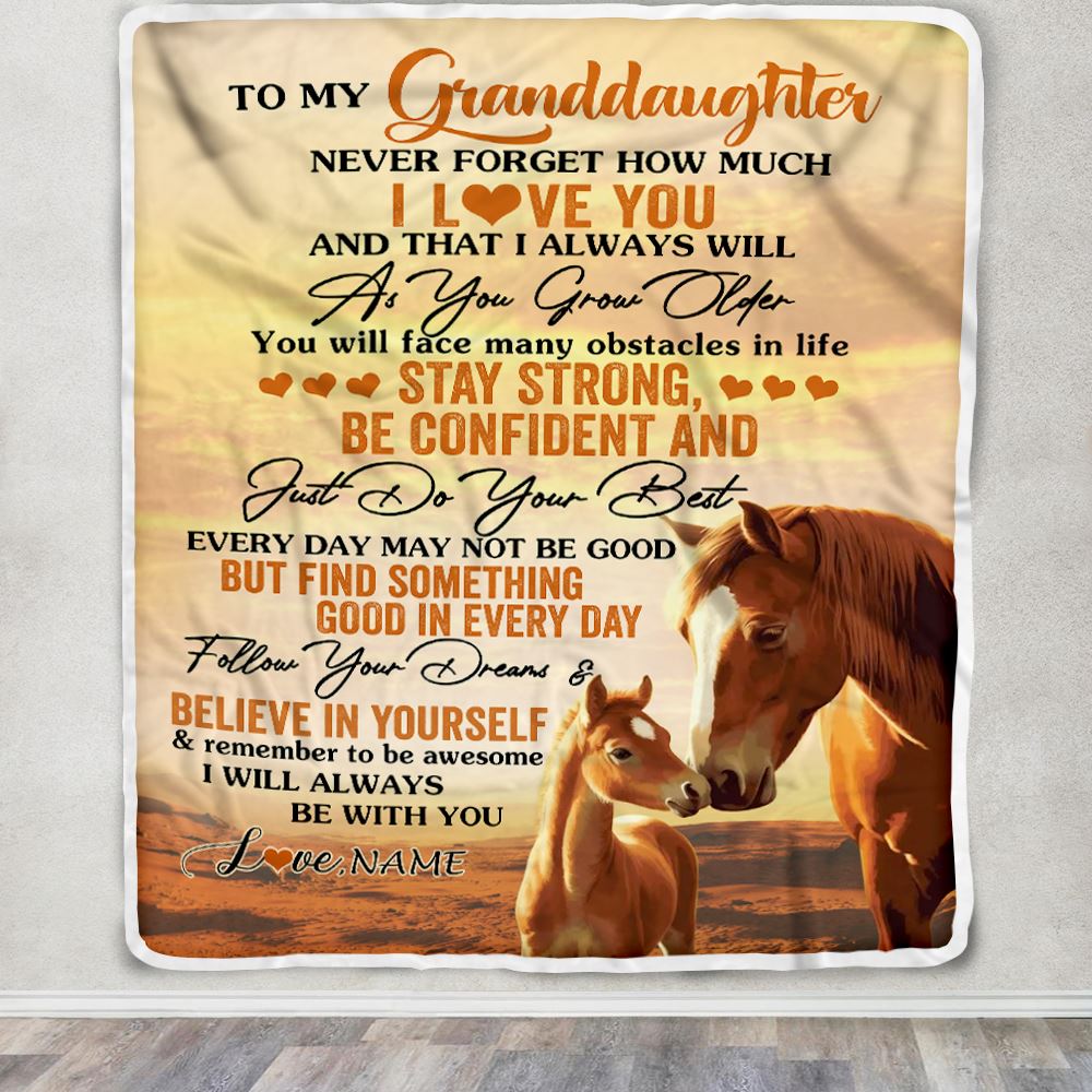 Personalized To My Granddaughter I Love You Forever Blanket From Grandma Nana Horse Granddaughter Birthday Gifts Positive Graduation Christmas Fleece Blanket | siriusteestore
