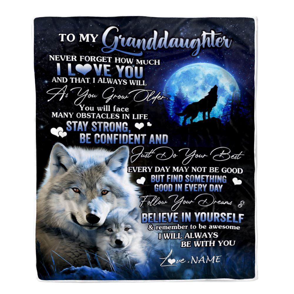 Personalized To My Granddaughter I Love You Forever Blanket From Grandma Nana Wolf Granddaughter Birthday Gifts Graduation Christmas Fleece Blanket | siriusteestore