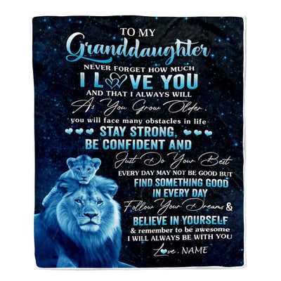 Personalized To My Granddaughter I Love You Forever Blanket From Grandpa Papa Lion Granddaughter Birthday Gifts Graduation Christmas Fleece Blanket | siriusteestore