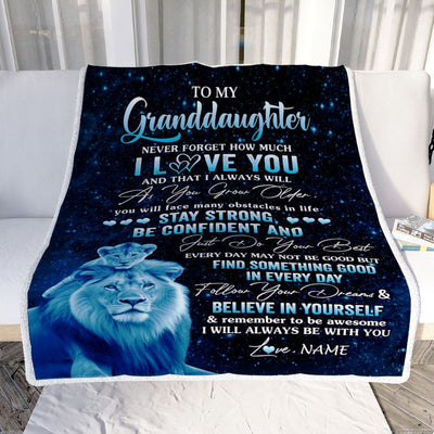 Personalized To My Granddaughter I Love You Forever Blanket From Grandpa Papa Lion Granddaughter Birthday Gifts Graduation Christmas Fleece Blanket | siriusteestore