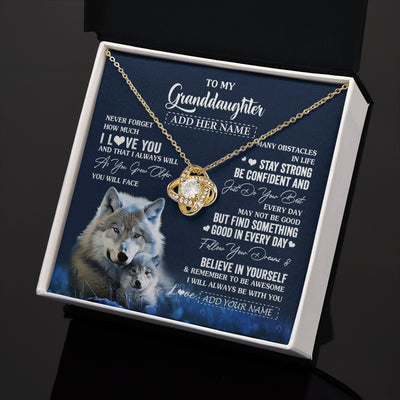 Love Knot Necklace 18K Yellow Gold Finish | 2 | Personalized To My Granddaughter I Love You Forever Necklace From Grandma Grandpa Wolf Granddaughter Birthday Gifts Graduation Christmas Gift Box Message Card | siriusteestore.myshopify