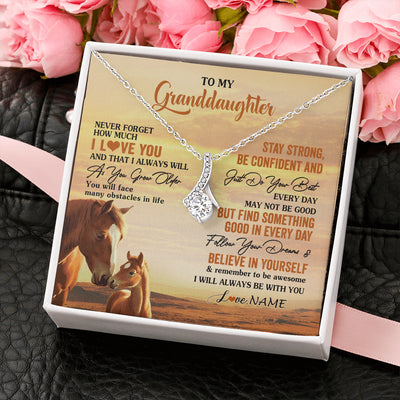 Alluring Beauty Necklace 14K White Gold Finish | 2 | Personalized To My Granddaughter I Love You Forever Necklace From Grandma Papa Horse Granddaughter Birthday Jewelry Christmas Customized Gift Box Message Card | siriusteestore