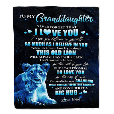 Personalized To My Granddaughter Lion Blanket From Grandma Gigi Never Forget I Love You Granddaughter Birthday Graduation Christmas Customized Fleece Blanket | siriusteestore