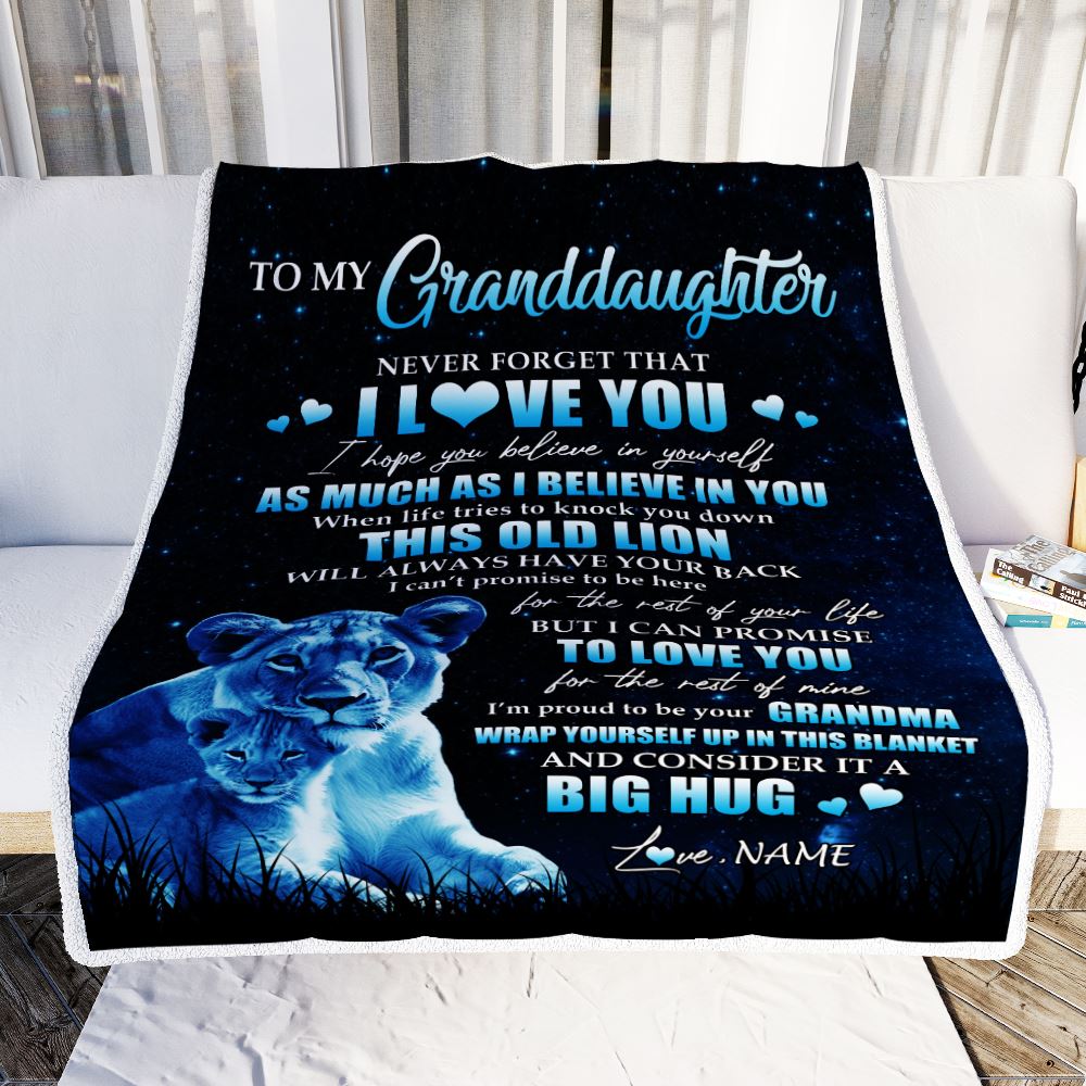 Personalized To My Granddaughter Lion Blanket From Grandma Gigi Never Forget I Love You Granddaughter Birthday Graduation Christmas Customized Fleece Blanket | siriusteestore