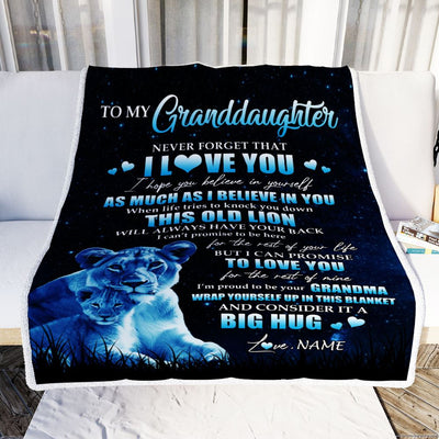 Personalized To My Granddaughter Lion Blanket From Grandma Gigi Never Forget I Love You Granddaughter Birthday Graduation Christmas Customized Fleece Blanket | siriusteestore