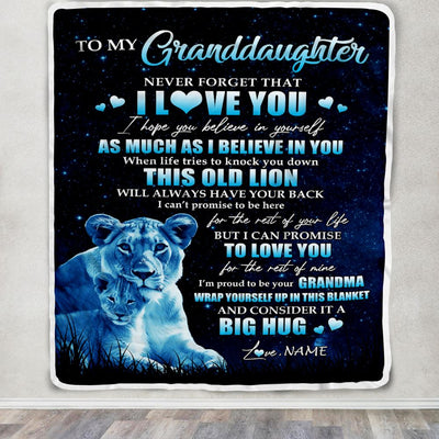 Personalized To My Granddaughter Lion Blanket From Grandma Gigi Never Forget I Love You Granddaughter Birthday Graduation Christmas Customized Fleece Blanket | siriusteestore