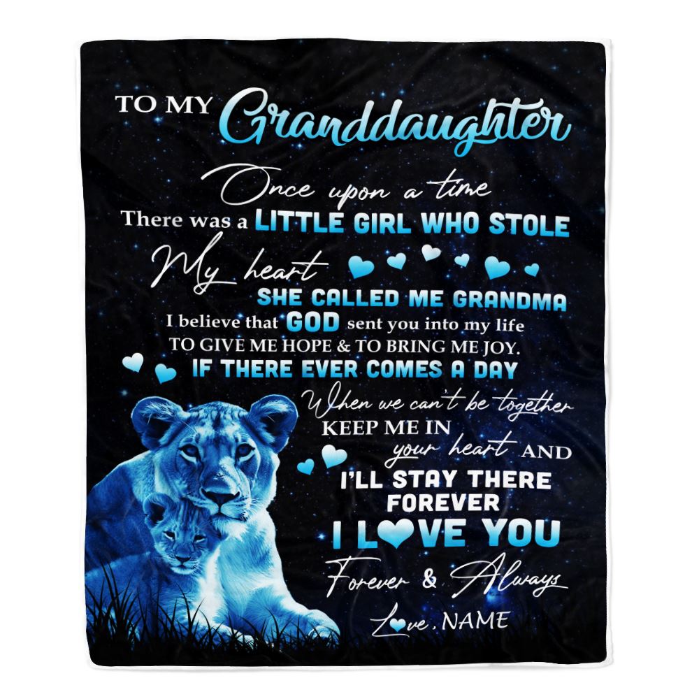 Personalized To My Granddaughter Lion Blanket From Grandma I'll Stay There Forever Granddaughter Graduation Birthday Christmas Customized Bed Fleece Blanket | siriusteestore