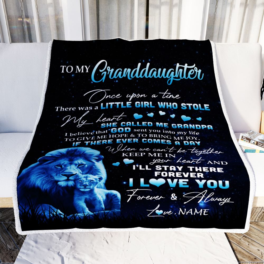 Personalized To My Granddaughter Lion Blanket From Grandma I'll Stay There Forever Granddaughter Graduation Birthday Christmas Customized Bed Fleece Blanket | siriusteestore