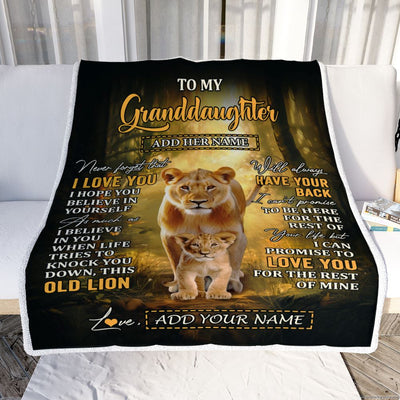 Personalized To My Granddaughter Lion Blanket From Grandma Never Forget That I Love You Granddaughter Birthday Gifts Christmas Customized Fleece Throw Blanket | siriusteestore