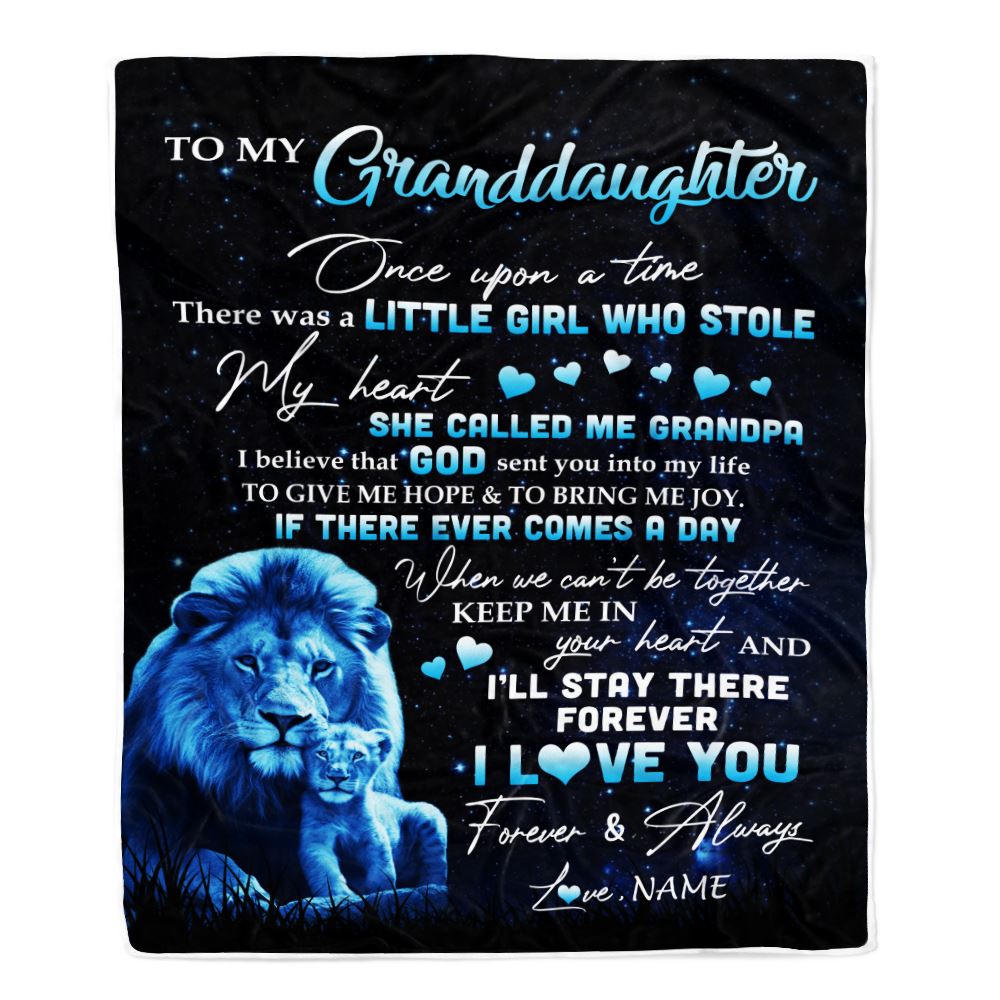 Personalized To My Granddaughter Lion Blanket From Grandpa I'll Stay There Forever Granddaughter Graduation Birthday Christmas Customized Bed Fleece Blanket | siriusteestore