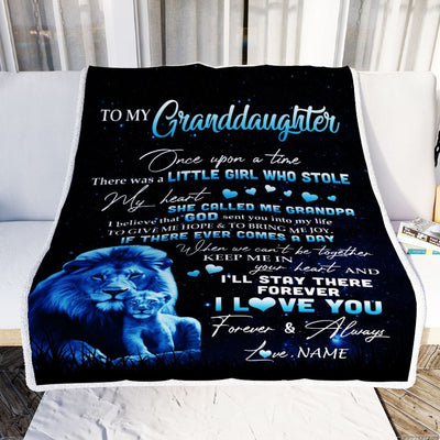Personalized To My Granddaughter Lion Blanket From Grandpa I'll Stay There Forever Granddaughter Graduation Birthday Christmas Customized Bed Fleece Blanket | siriusteestore