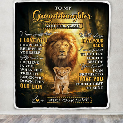 Personalized To My Granddaughter Lion Blanket From Grandpa Papa Never Forget That I Love You Granddaughter Birthday Gifts Christmas Customized Fleece Blanket | siriusteestore