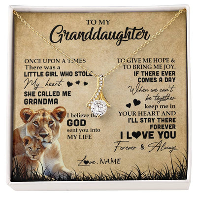 Alluring Beauty Necklace 18K Yellow Gold Finish | Personalized To My Granddaughter Lion Necklace From Grandma I'll Stay There Forever Grandchild Birthday Graduation Christmas Customized Gift Box Message Card | siriusteestore