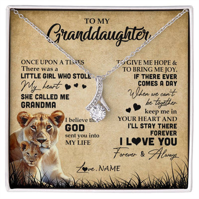 Alluring Beauty Necklace | Personalized To My Granddaughter Lion Necklace From Grandma I'll Stay There Forever Grandchild Birthday Graduation Christmas Customized Gift Box Message Card | siriusteestore