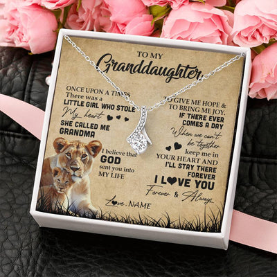 Alluring Beauty Necklace | Personalized To My Granddaughter Lion Necklace From Grandma I'll Stay There Forever Grandchild Birthday Graduation Christmas Customized Gift Box Message Card | siriusteestore