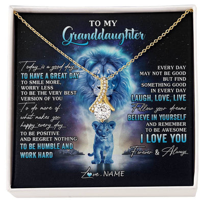 Alluring Beauty Necklace 18K Yellow Gold Finish | 1 | Personalized To My Granddaughter Lion Necklace From Grandpa Every Day Laugh Love Live Granddaughter Birthday Christmas Customized Gift Box Message Card | siriusteestore