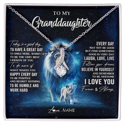 Alluring Beauty Necklace 14K White Gold Finish | 1 | Personalized To My Granddaughter Lion Necklace From Grandpa Today Is A Good Day Granddaughter Gifts Birthday Christmas Customized Gift Box Message Card | siriusteestore