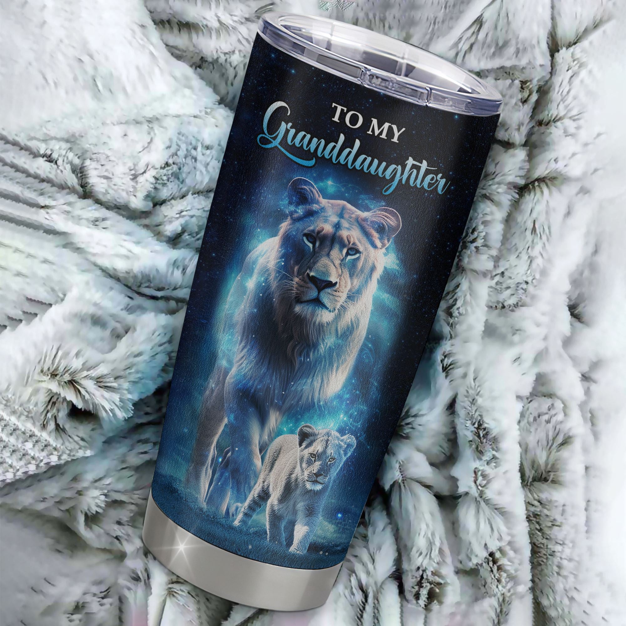 Personalized To My Granddaughter Lion Tumbler From Grandma Stainless Steel Cup Today Is A Good Day Granddaughter Gifts Birthday Graduation Christmas Custom Travel Mug | siriusteestore