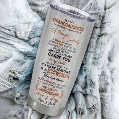 Personalized To My Granddaughter Lion Tumbler From Papa Grandpa I Closed My Eyes Great Granddaughter Birthday Gifts Graduation Christmas Custom Travel Mug | siriusteestore