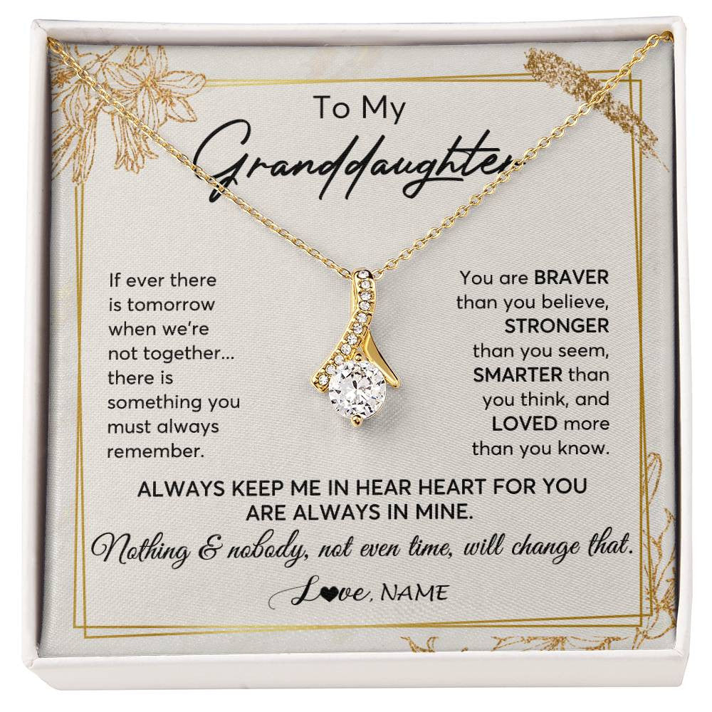 Alluring Beauty Necklace 18K Yellow Gold Finish | 1 | Personalized To My Granddaughter Necklace From Grandma Always Keep Me In Your Heart Granddaughter Birthday Graduation Christmas Customized Gift Box Message Card | siriusteestore