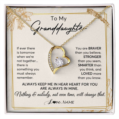 Forever Love Necklace 18K Yellow Gold Finish | 1 | Personalized To My Granddaughter Necklace From Grandma Always Keep Me In Your Heart Granddaughter Birthday Graduation Christmas Customized Gift Box Message Card | siriusteestore