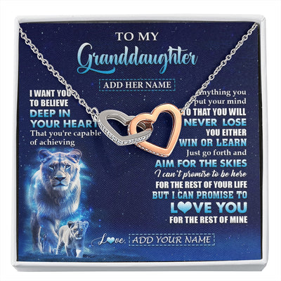 Interlocking Hearts Necklace Stainless Steel & Rose Gold Finish | 1 | Personalized To My Granddaughter Necklace From Grandma Believe Your Heart Granddaughter Gift Birthday Graduation Christmas Customized Gift Box Message Card | siriusteestore.myshopify