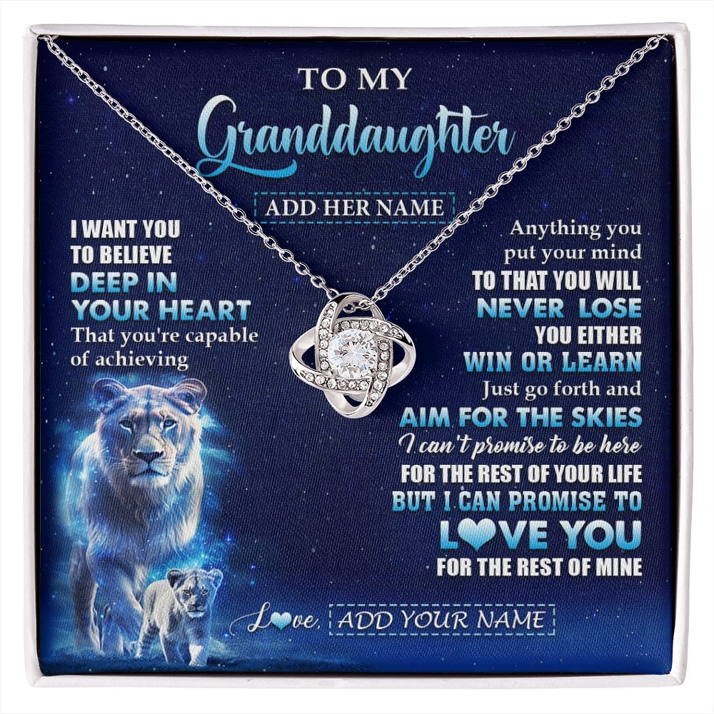 Love Knot Necklace 14K White Gold Finish | 1 | Personalized To My Granddaughter Necklace From Grandma Believe Your Heart Granddaughter Gift Birthday Graduation Christmas Customized Gift Box Message Card | siriusteestore.myshopify