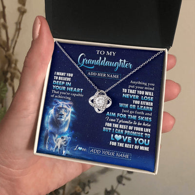 Love Knot Necklace 14K White Gold Finish | 2 | Personalized To My Granddaughter Necklace From Grandma Believe Your Heart Granddaughter Gift Birthday Graduation Christmas Customized Gift Box Message Card | siriusteestore.myshopify