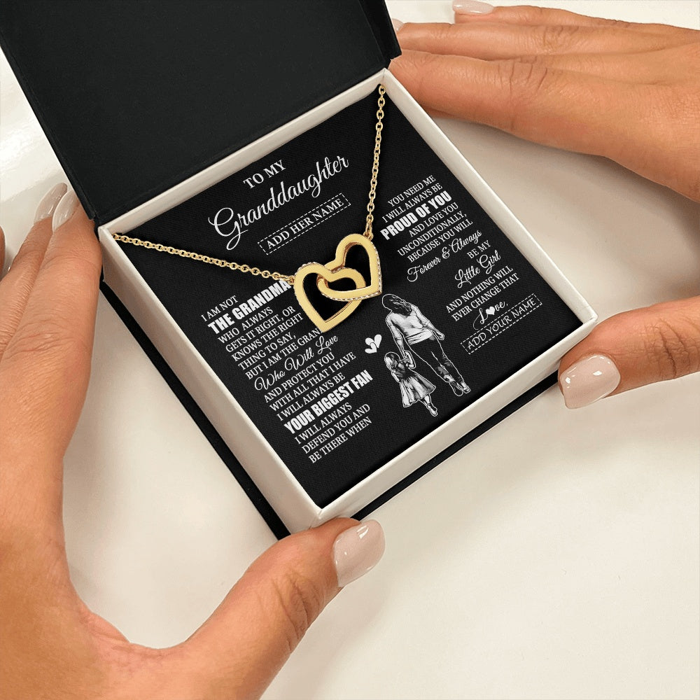 Interlocking Hearts Necklace 18K Yellow Gold Finish | 2 | Personalized To My Granddaughter Necklace From Grandma Biggest Fan Birthday Gifts For Granddaughter From Grandparents Christmas Custom Gift Box Message Card | siriusteestore.myshopify