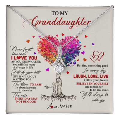 Alluring Beauty Necklace 14K White Gold Finish | 1 | Personalized To My Granddaughter Necklace From Grandma Colorful Tree Never Forget I Love You Granddaughter Birthday Christmas Customized Gift Box Message Card | siriusteestore