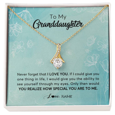 Alluring Beauty Necklace 18K Yellow Gold Finish | 1 | Personalized To My Granddaughter Necklace From Grandma Flower Never Forget I Love You Granddaughter Jewelry Graduation Birthday Customized Gift Box Message Card | siriusteestore