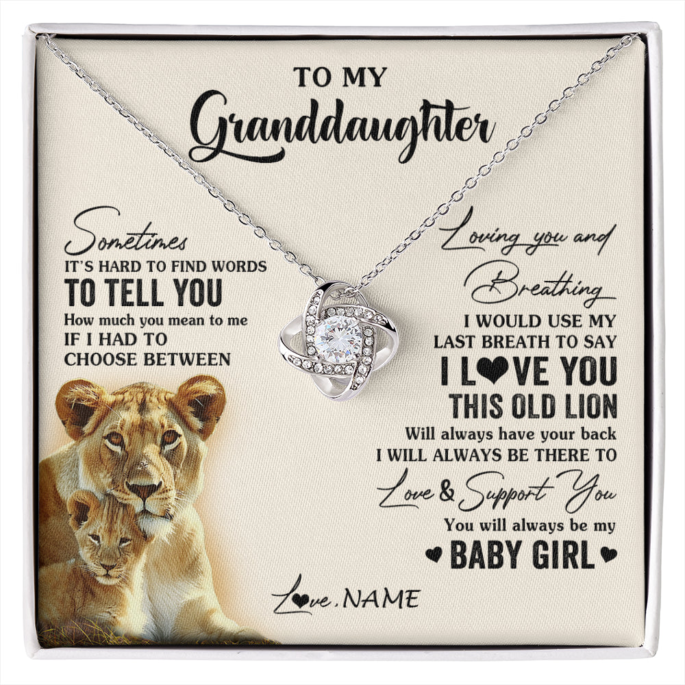 Love Knot Necklace 14K White Gold Finish | 1 | Personalized To My Granddaughter Necklace From Grandma Gigi I Love You This Old Lion Granddaughter Birthday Christmas Customized Gift Box Message Card | siriusteestore
