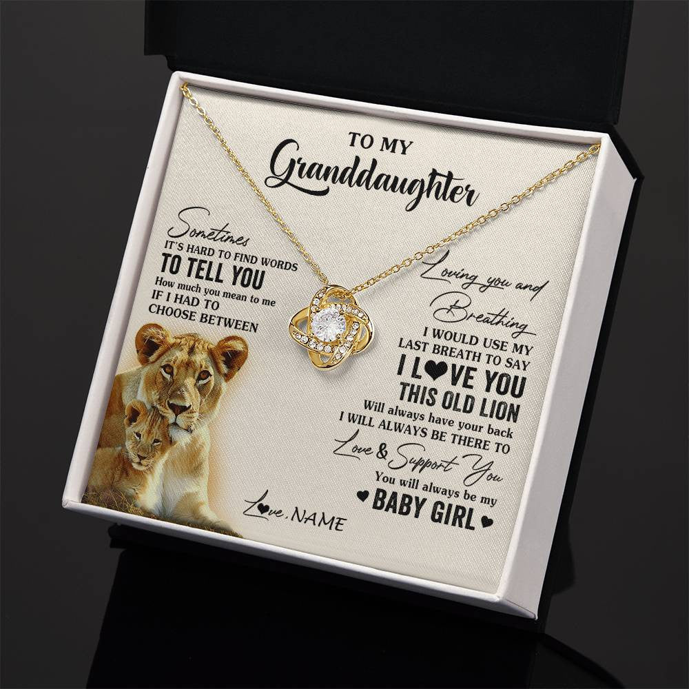 Love Knot Necklace 18K Yellow Gold Finish | 2 | Personalized To My Granddaughter Necklace From Grandma Gigi I Love You This Old Lion Granddaughter Birthday Christmas Customized Gift Box Message Card | siriusteestore