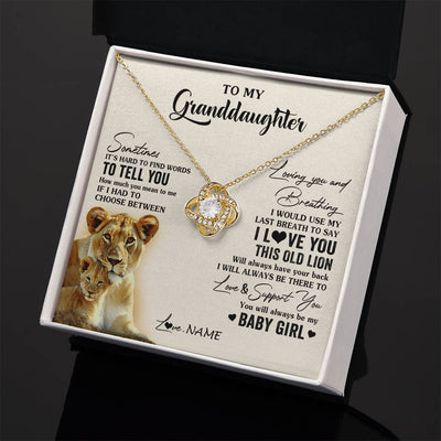 Love Knot Necklace 18K Yellow Gold Finish | 2 | Personalized To My Granddaughter Necklace From Grandma Gigi I Love You This Old Lion Granddaughter Birthday Christmas Customized Gift Box Message Card | siriusteestore