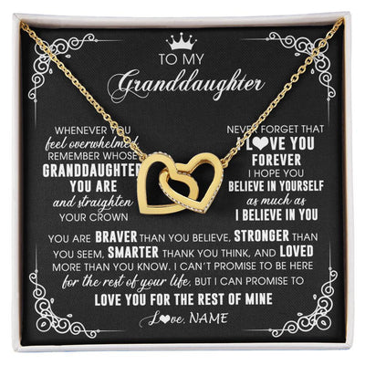 Interlocking Hearts Necklace 18K Yellow Gold Finish | 1 | Personalized To My Granddaughter Necklace From Grandma Gigi Inspirational Strength Granddaughter Birthday Jewelry Christmas Customized Gift Box Message Card | siriusteestore