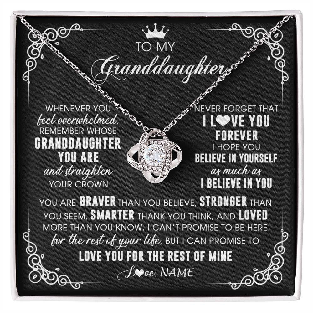 Love Knot Necklace 14K White Gold Finish | 1 | Personalized To My Granddaughter Necklace From Grandma Gigi Inspirational Strength Granddaughter Birthday Jewelry Christmas Customized Gift Box Message Card | siriusteestore