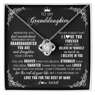 Love Knot Necklace 14K White Gold Finish | 1 | Personalized To My Granddaughter Necklace From Grandma Gigi Inspirational Strength Granddaughter Birthday Jewelry Christmas Customized Gift Box Message Card | siriusteestore