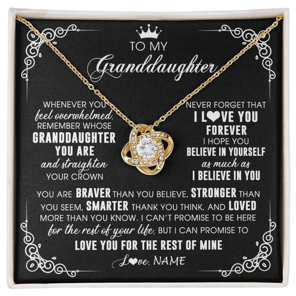 Love Knot Necklace 18K Yellow Gold Finish | 1 | Personalized To My Granddaughter Necklace From Grandma Gigi Inspirational Strength Granddaughter Birthday Jewelry Christmas Customized Gift Box Message Card | siriusteestore