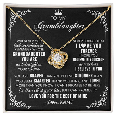 Love Knot Necklace 18K Yellow Gold Finish | 1 | Personalized To My Granddaughter Necklace From Grandma Gigi Inspirational Strength Granddaughter Birthday Jewelry Christmas Customized Gift Box Message Card | siriusteestore