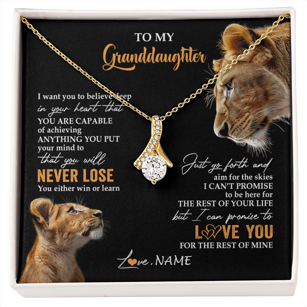 Alluring Beauty Necklace 18K Yellow Gold Finish | 1 | Personalized To My Granddaughter Necklace From Grandma Gigi You Will Never Lose Lion Granddaughter Birthday Gifts Christmas Customized Gift Box Message Card | siriusteestore
