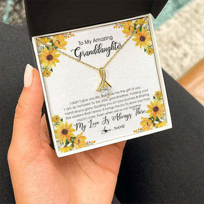 Alluring Beauty Necklace 18K Yellow Gold Finish | Personalized To My Granddaughter Necklace From Grandma Grandmother My Love Is Always There Granddaughter Birthday Christmas Customized Gift Box Message Card | siriusteestore