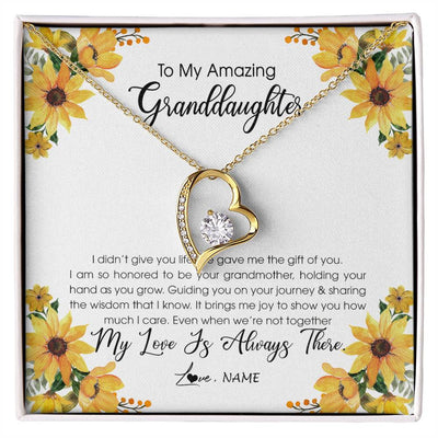 Forever Love Necklace 18K Yellow Gold Finish | Personalized To My Granddaughter Necklace From Grandma Grandmother My Love Is Always There Granddaughter Birthday Christmas Customized Gift Box Message Card | siriusteestore